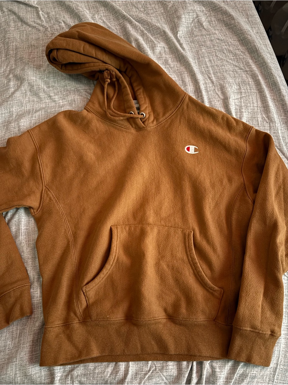 Champion Men's Brown Crewneck Hoodie with Chest Logo
